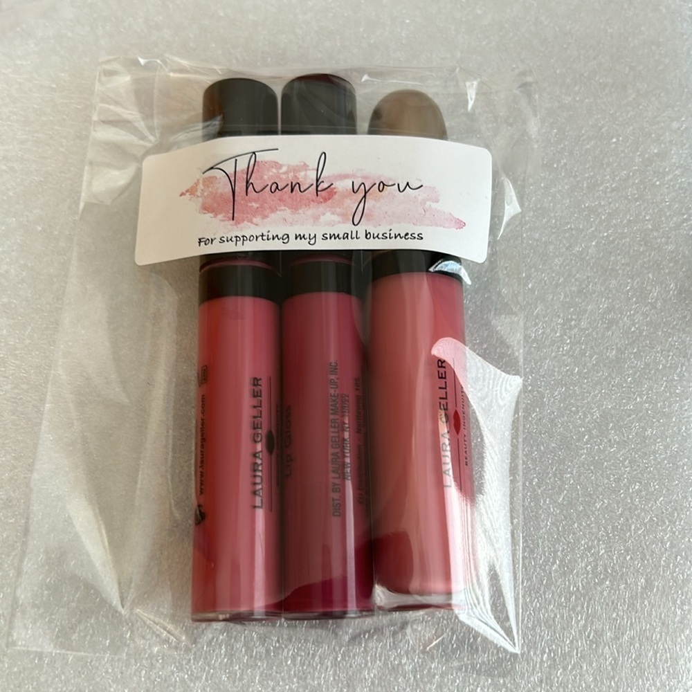 LOT OF 3 Laura Geller Lip Gloss / Perked up / Pink Raspberry Roast / Sorbet - Picture 5 of 5